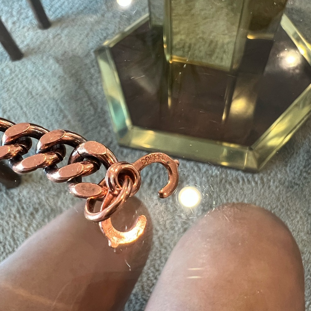Solid Copper Cuban Curb Link Men's Bracelet - Picture 4 of 5
